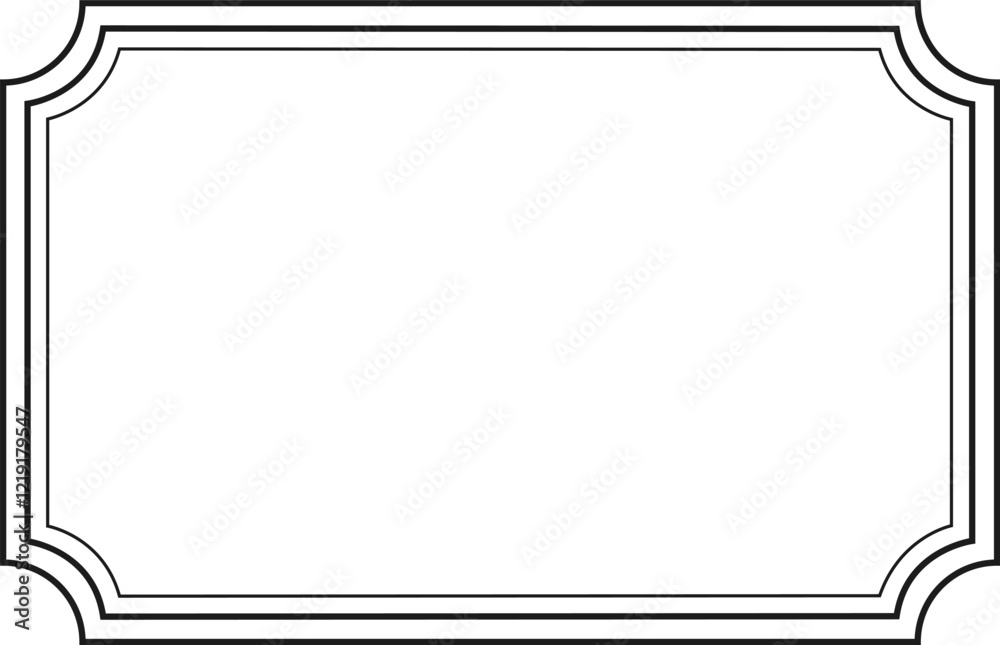 Poster elegant black frame with rounded corners creating a classic border on a white background, perfect fo