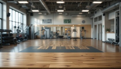 Large gym space features wooden flooring and various workout equipment, creating an inspiring environment for fitness activities and health goals. Abundant natural light enhances the atmosphere