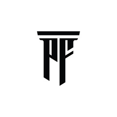 Fototapeta premium PF monogram logo design letter text name symbol monochrome logotype alphabet character simple logo