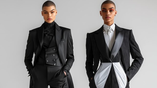 Breaking Boundaries: Fashion Designer Unveiling Dual Gender Styles in Split Clothing for Bold Transformation Concept