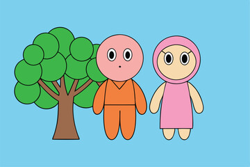 Cute Cartoon Vector art in Illustration on a White Background