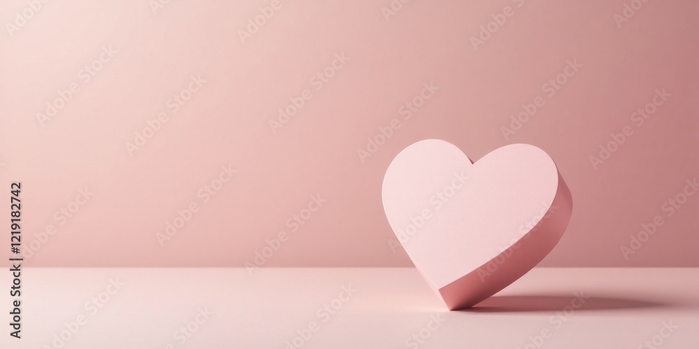 Aufkleber a delicate pink heart shape resting on a pale surface against a soft background