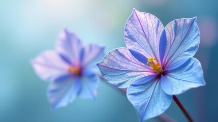 Delicate Pastel Blue Flowers in Soft Focus, a Close-Up Study of Floral Beauty and Natural Elegance