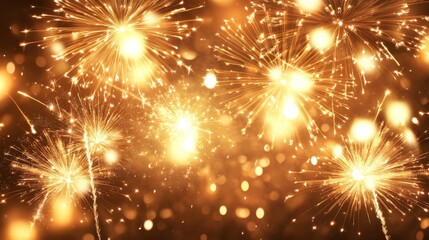 Naklejka premium Golden Fireworks Celebration in the Night Sky