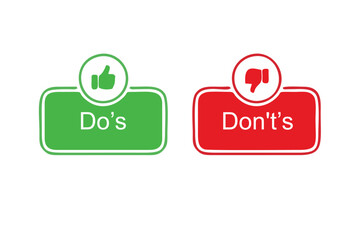 Do's and don'ts check mark vector icons.