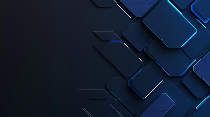 Abstract dark blue geometric hexagonal background. Technology and innovation concept.