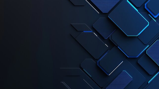 Abstract dark blue geometric hexagonal background. Technology and innovation concept.