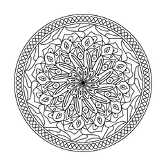 A round shape decorative vector illustration of mandala pattern against a white background