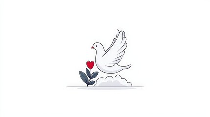 Fototapeta premium Elegant Illustration of a Dove with a Heart on a Minimalistic Background