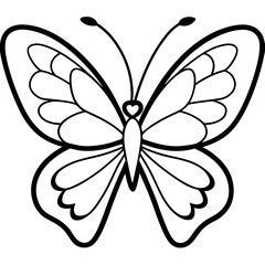 Romantic Butterfly Outline with Heart Shapes