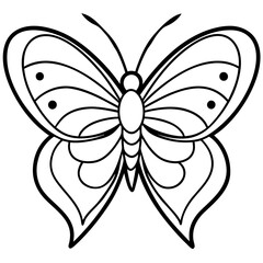 Romantic Butterfly Outline with Heart Shapes