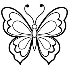 Romantic Butterfly Outline with Heart Shapes