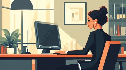 Stylish Business Woman at Work in Modern Office