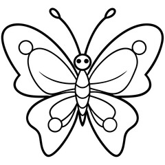 Romantic Butterfly Outline with Heart Shapes