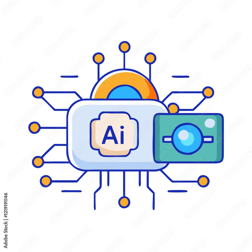 Fototapete ai powered camera icon, ai powered camera vector illustration-simple illustration of ai powered came