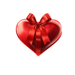 heart shaped gift box floating in the air on a transparent background