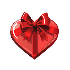 vector art minimal heart shaped gift box on a transparent background