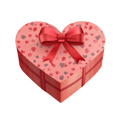 vector art minimal heart shaped gift box on a transparent background