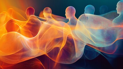 Abstract representation of talent acquisition highlighting flowing forms dynamic shapes symbolic connections for workforce planning skill sourcing and organizational growth