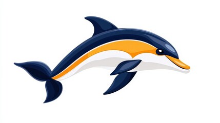 Colorful Cartoon Dolphin Illustration on White Background with Playful and Friendly Appearance