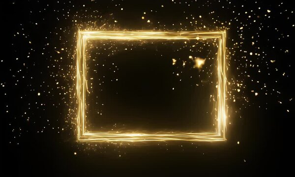 square frame with elegant and luxurious gold neon light movement, 4k resolution footage, generated by AI