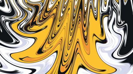 Dynamic Yellow, Black, and White Abstract Fluid Artwork Background