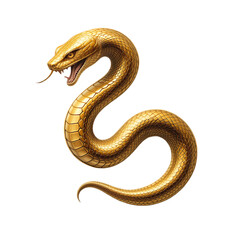 Golden Snake Luxury Reptile 3D Render Shiny Scales Art wild icon rich metal image viper cobra animal