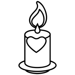 Serene Candle and Heart Line Drawing Design