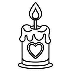 Serene Candle and Heart Line Drawing Design