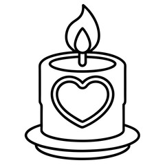 Serene Candle and Heart Line Drawing Design