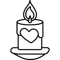 Serene Candle and Heart Line Drawing Design