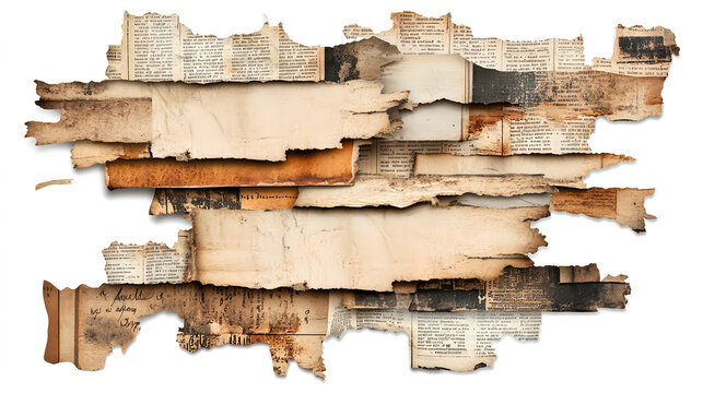 Artistic vintage ephemera collage with antique paper textures and layers