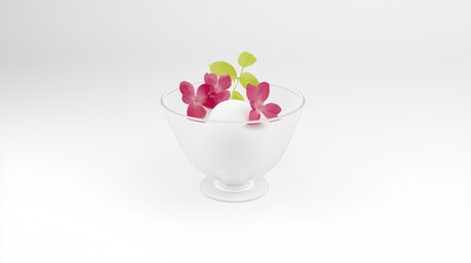 Ice cream with berries in bowl.