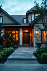 Luxury Home Exterior at Night: Captivating Architecture and Landscaping