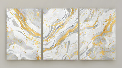 Elegant wedding cards featuring a luxurious marble texture adorned with gold accents, generative ai