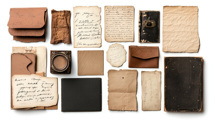 Collection of vintage ephemera, including old papers and envelopes