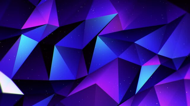Abstract Low-polygon dark blue triangle Geometric Surface waves pattern. star blinking particles. with connecting dots and lines. animation,Modern background,motion design,Loopable,LED,4K