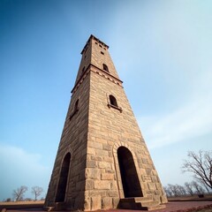 Obraz premium Stone watchtower, rendered in cast bronze with an antique patina finish. 