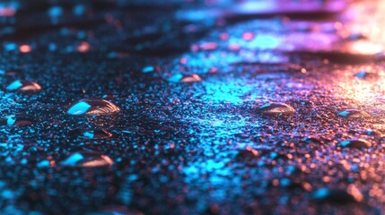 Obraz premium overlay, scatter and fusion concept. Vibrant reflections on wet surface with colorful lighting effects.