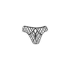 Fashion female lingerie with vintage lace ornament. Doodle panties isolated background