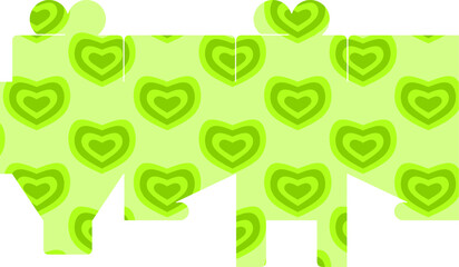 Packaging Design. Vector Illustration of a wrapping box with a green heart pattern