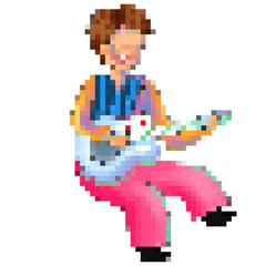 pixel boy play guitar 