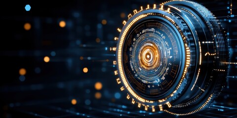 Futuristic Technology Interface Abstract Circular Data Network Hub