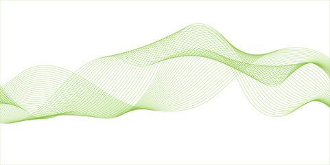 Abstract background with green wavy lines, abstract wavy lines flowing curve gradient color on transparent background, Curve flow motion illustration, geometric border pattern.