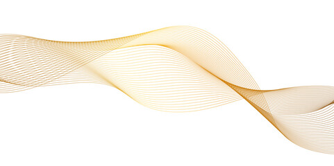 abstract background with dynamic orange wave lines ,flowing shimmering gold ribbon isolated on white background, gold shiny graphic with sparkles for graphic design projects.