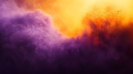 Fototapeta premium Vibrant Purple and Orange Powder Explosion Abstract Background