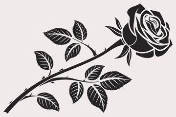 A minimalist black and white silhouette of a Rose