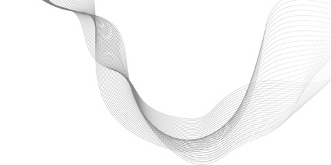 Fototapeta premium Abstract gray wave line Background, technology, data science, digital dynamic wave of particles, geometric border pattern, abstract minimalist wave lines white background.