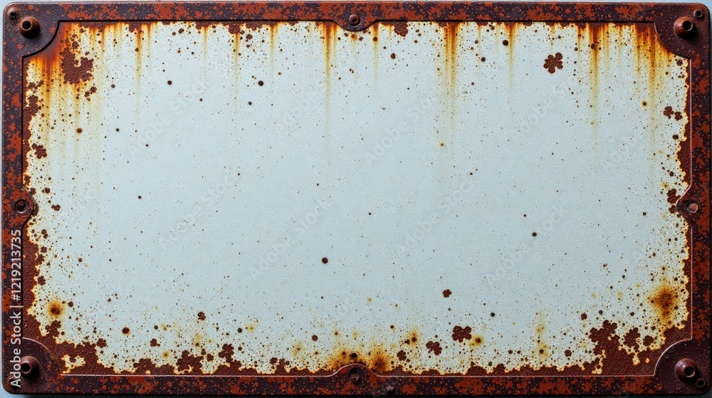Poster rustic weathered metal plate with distressed paint and rust texture perfect for vintage designs and 