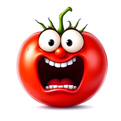 Fototapeta premium Surprised Cartoon Tomato Emoji 3d Render